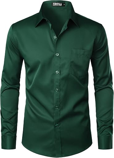 ZEROYAA Mens Urban Casual Business Slim Fit Dress Shirt