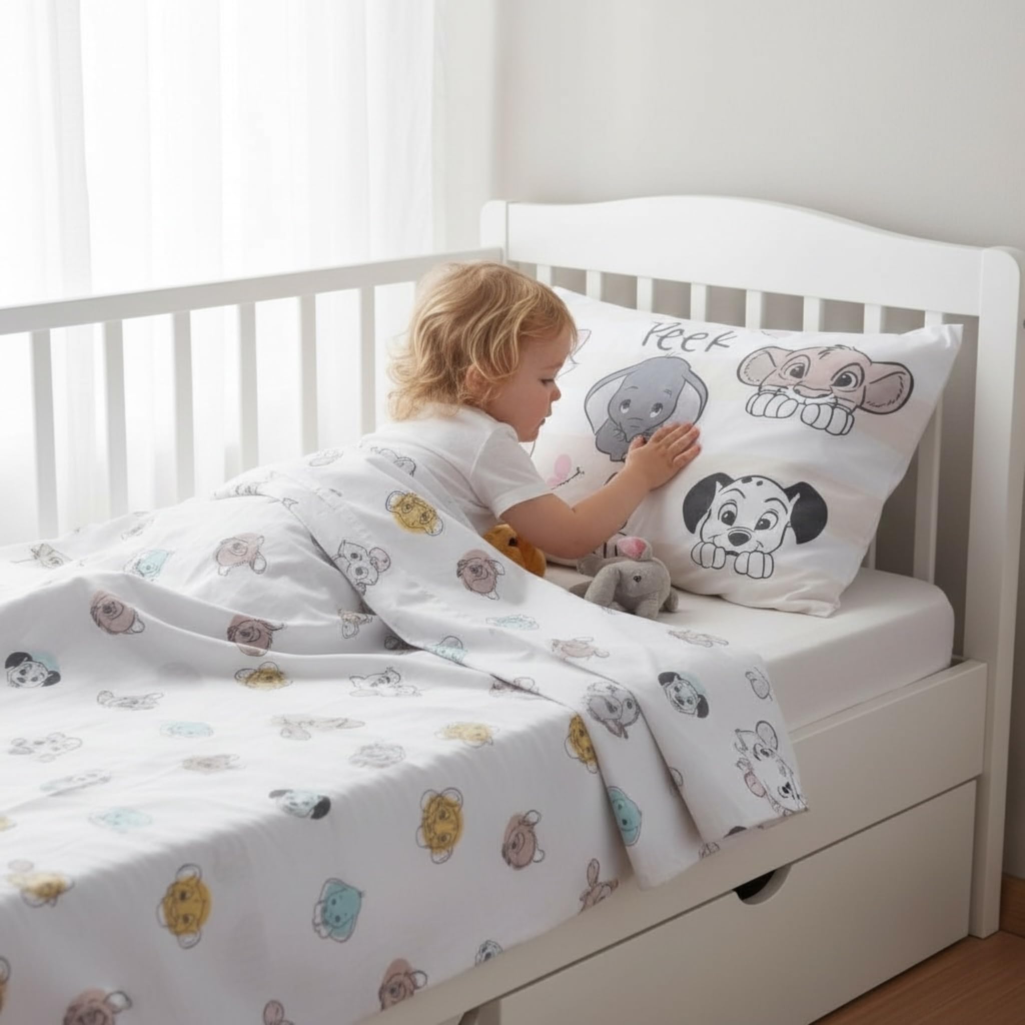 Caleffi Completo Lenzuola Culla Lettino con Sbarre Art. Pets Baby in 100% Cotone – Set 3 Pezzi con Federa Double Face