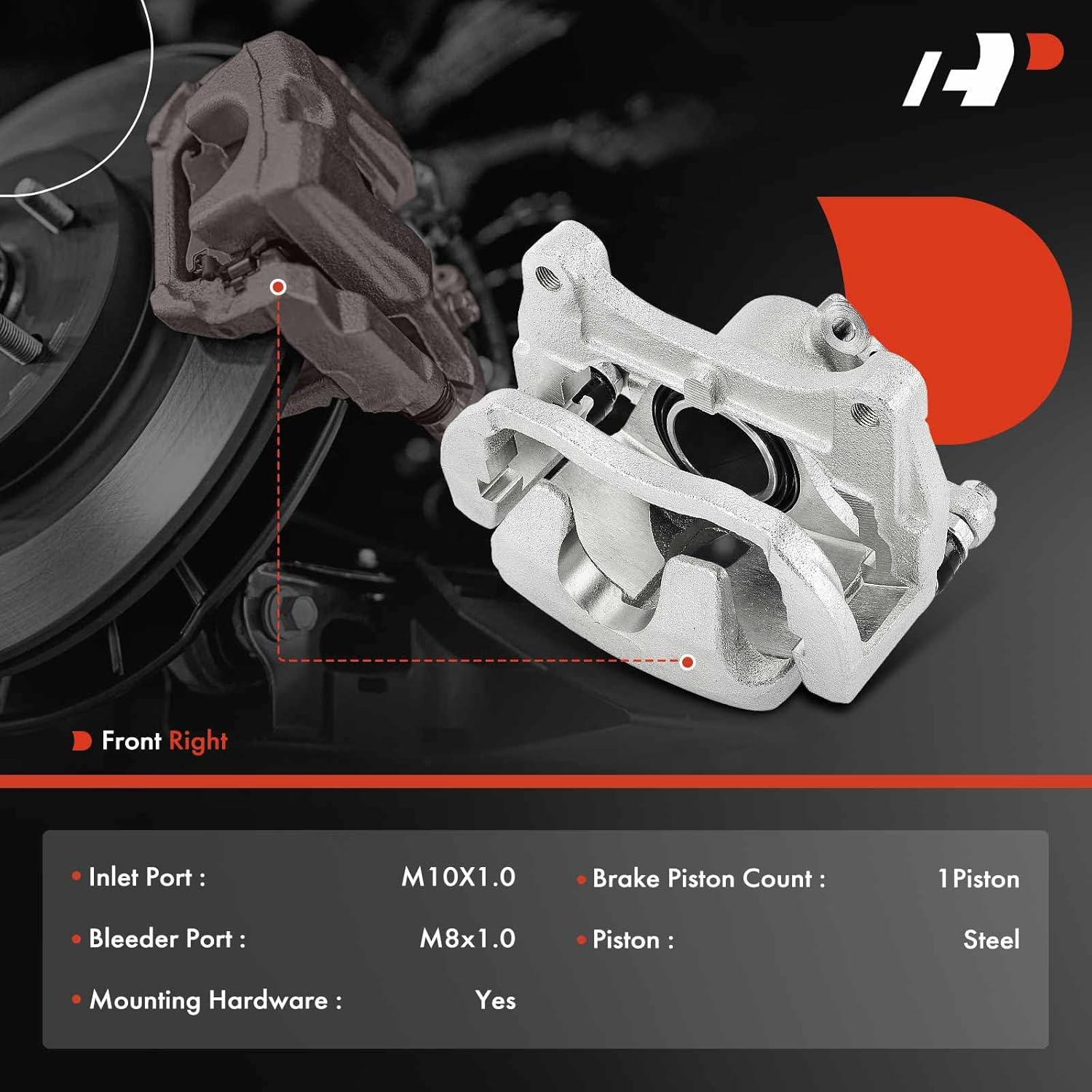 A-Premium Disc Brake Caliper Assembly with Bracket Compatible with Mazda RX-8 RX8 2004-2011 - Front Right Passenger Side