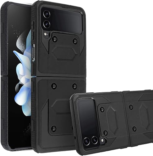 jackpot wireless Funda compatible con Samsung Galaxy Z Flip 4 5G 2022, protección a prueba de golpes, antiarañazos (R negro)