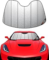 Vista 8 de Parasol de parabrisas para Chevy Corvette C7 2014-2019, reversible plateado/negro