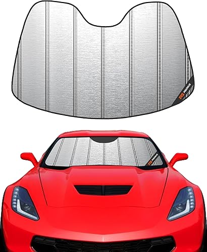 Miniatura 8 de Parasol de parabrisas para Chevy Corvette C7 2014-2019, reversible plateado/negro