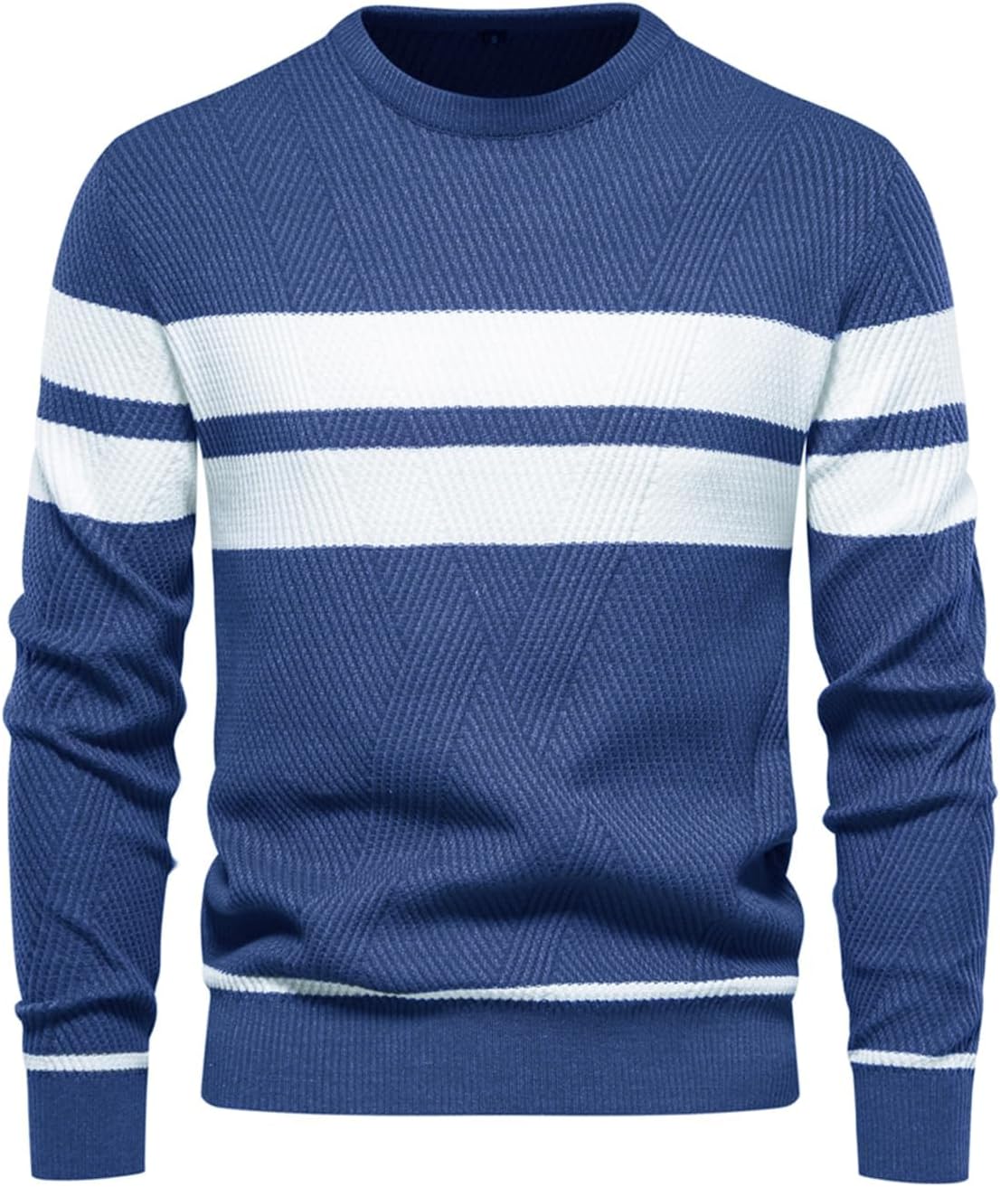 Men's Jumpers Winter Casual Striped Sweaters Long Sleeve Crew Neck Pullover Comfort Golf Tops Knitted Jumpers Sweatshirt for Men