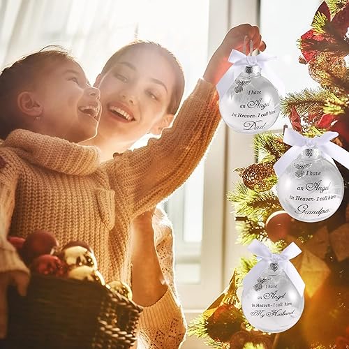 Miniatura 5 de Adornos conmemorativos de Navidad, bola de plumas transparentes, bola impresa al revés de 3.15 pulgadas, regalo de condolencia por pérdida de un ser