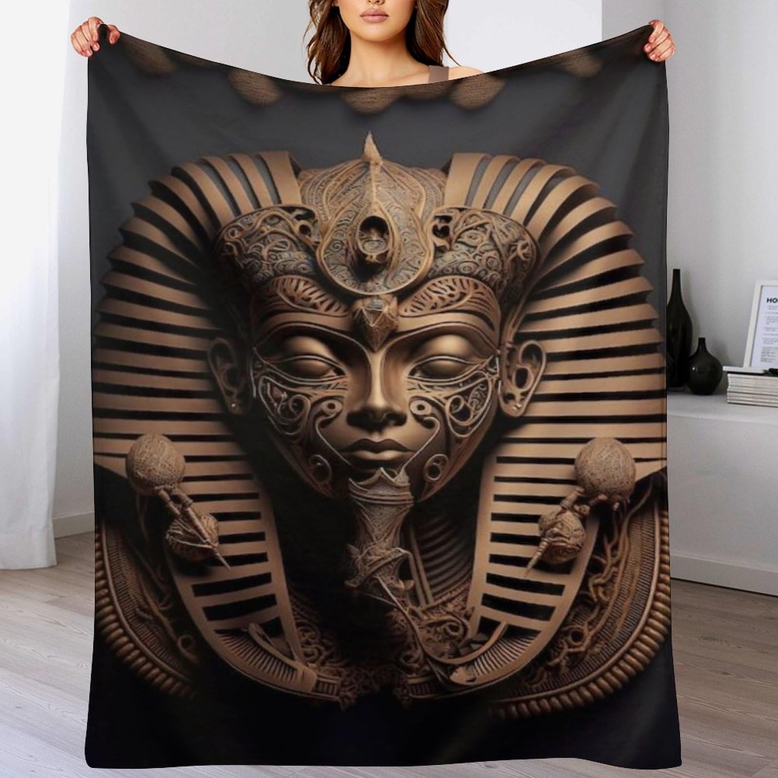 Couverture Pharaon égyptien en flannel, le cadeau idéal pour sublimer un canapé ou un lit