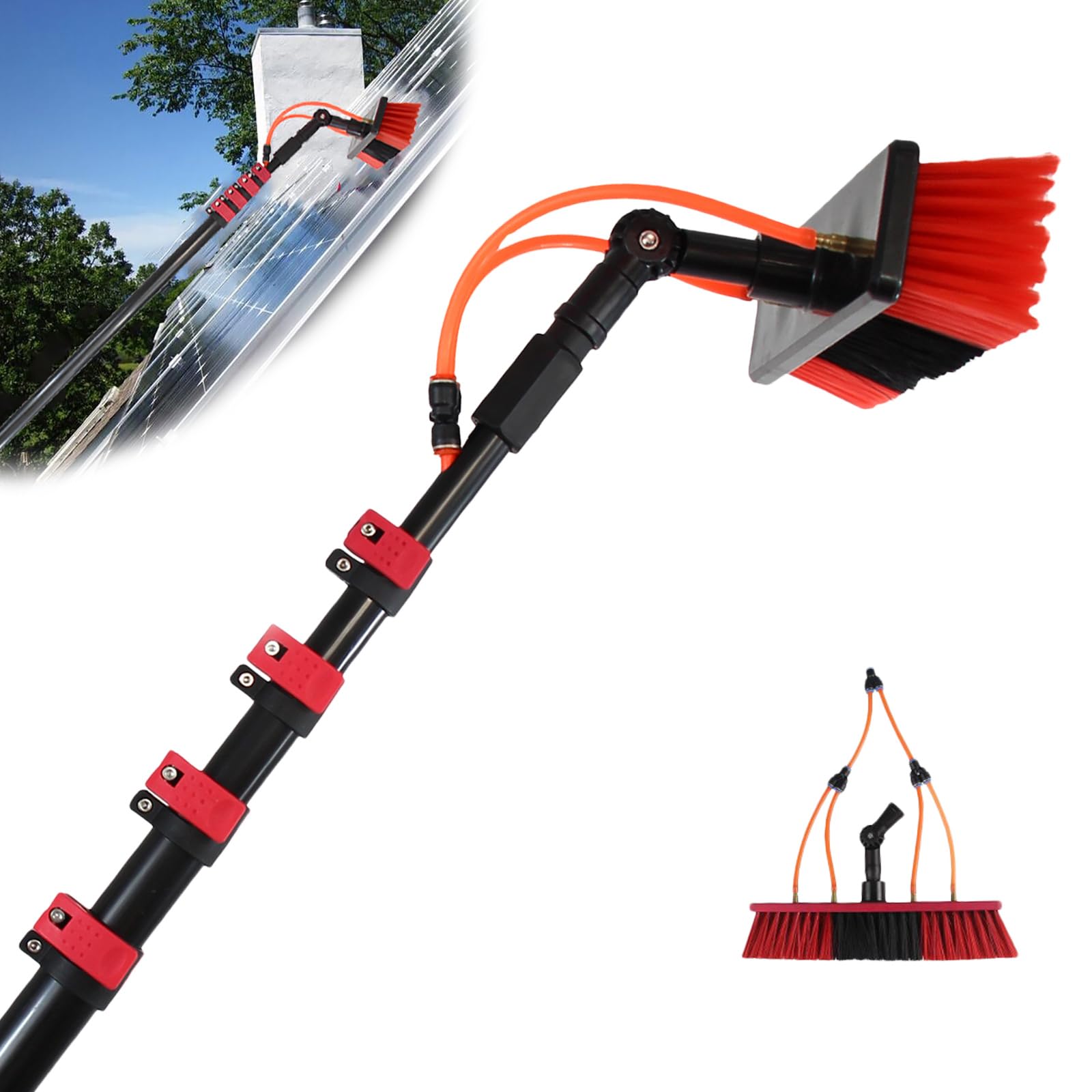 GYEQXKT Adjustable Telescopic Water Squeegee for Window Cleaning, Extendable Solar Panel Brush Kit, Perfect for High Reach Cleaning and Easy Maintenance