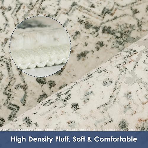 Miniatura 3 de FUNME Alfombra retro con parte trasera de goma, plegable, lavable a máquina, antideslizante, grande, suave y de pelo bajo, alfombra para sala de