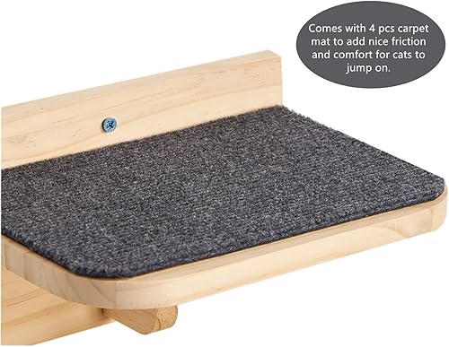 Miniatura 4 de SHENGOCASE Escalón Grande de Madera Maciza Montado en Pared de 9.8" x 7.1" para Gato, Muebles de Pared para Gatos, Estantes Escaleras Percha