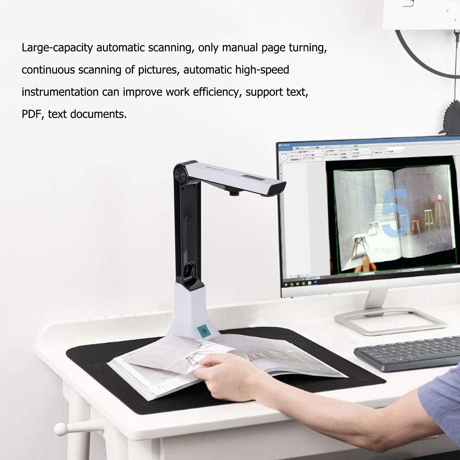 Scanner a libro e documenti Scanner rapido per insegnanti portatile, USB classe di ufficio con proiezione in reale, registrazione video versatilità formato A4