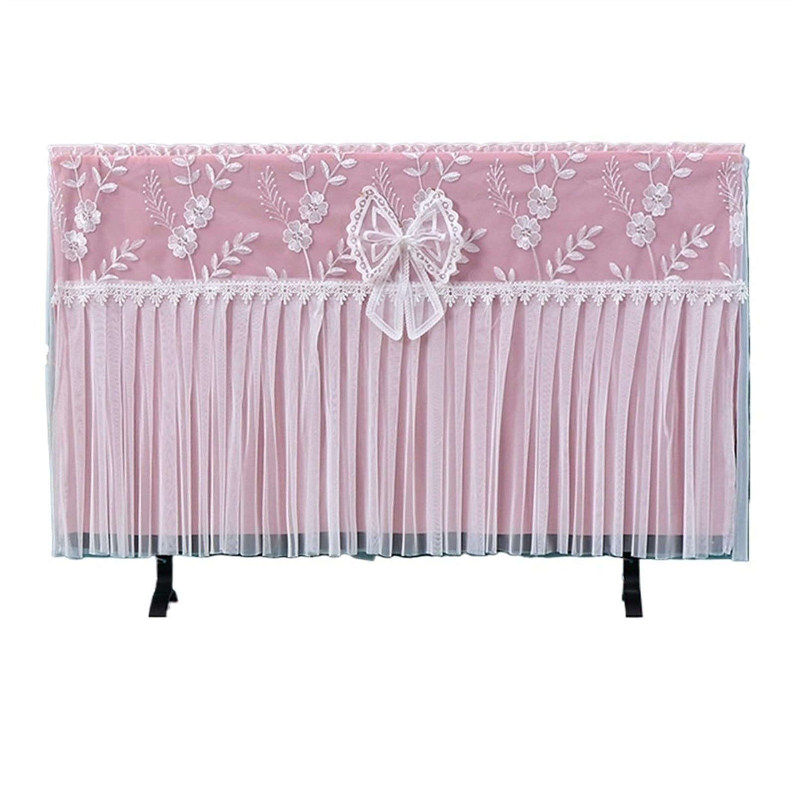 Ricamo Copertura TV Casa Ufficio Decorazione, Protettori Schermo per TV Tutto Compreso A Prova di Polvere Antiscivolo per da Tavolo/Appendere Universale(Pink,75 inch)