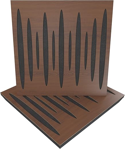 (2 Pack) Sound Absorption-Diffuse Acoustic Panel «Pulsar» for rec.studio | Wood laminated: (Nut)