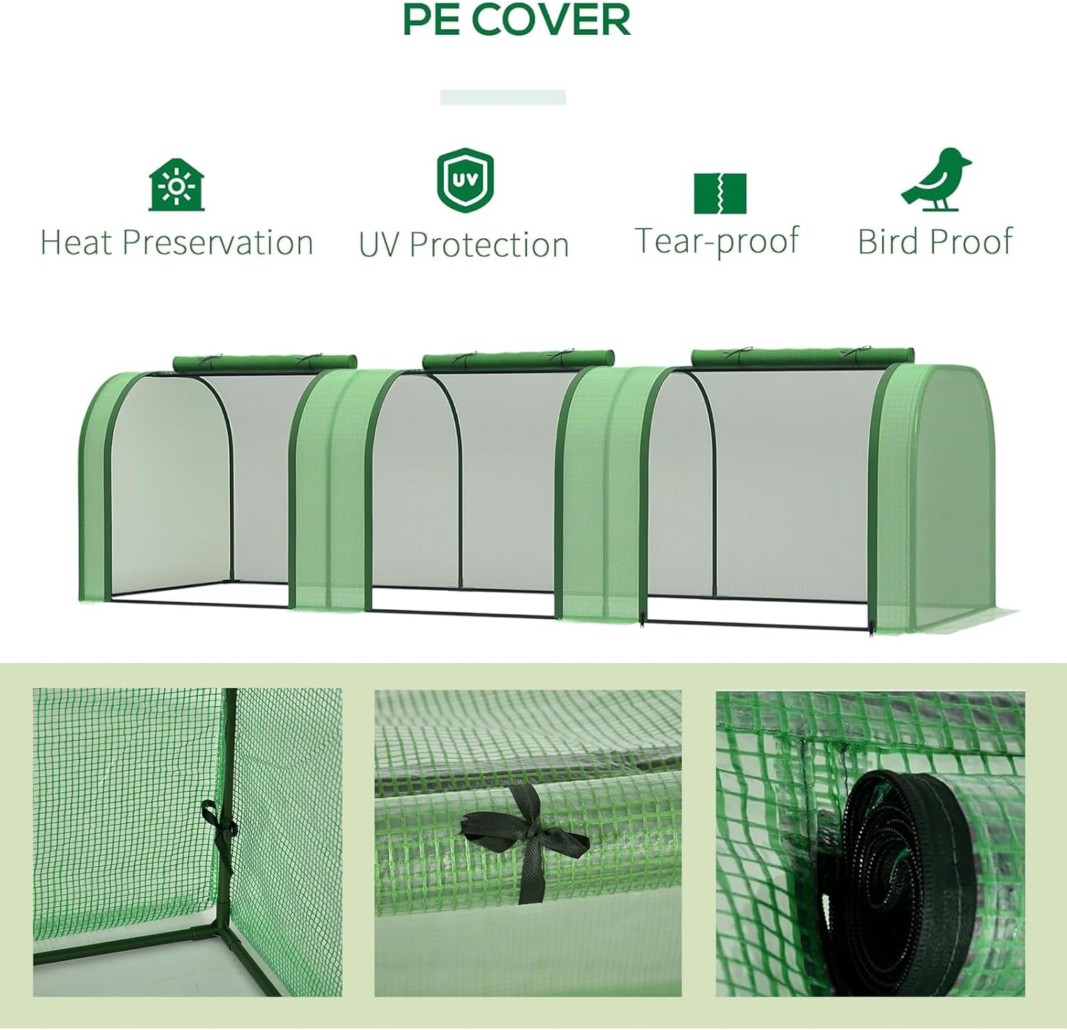 Greenhouses for Outdoors Heavy Duty, Large Walk in Green Houses for Outside with Roll-Up Door & Reinforced Frame