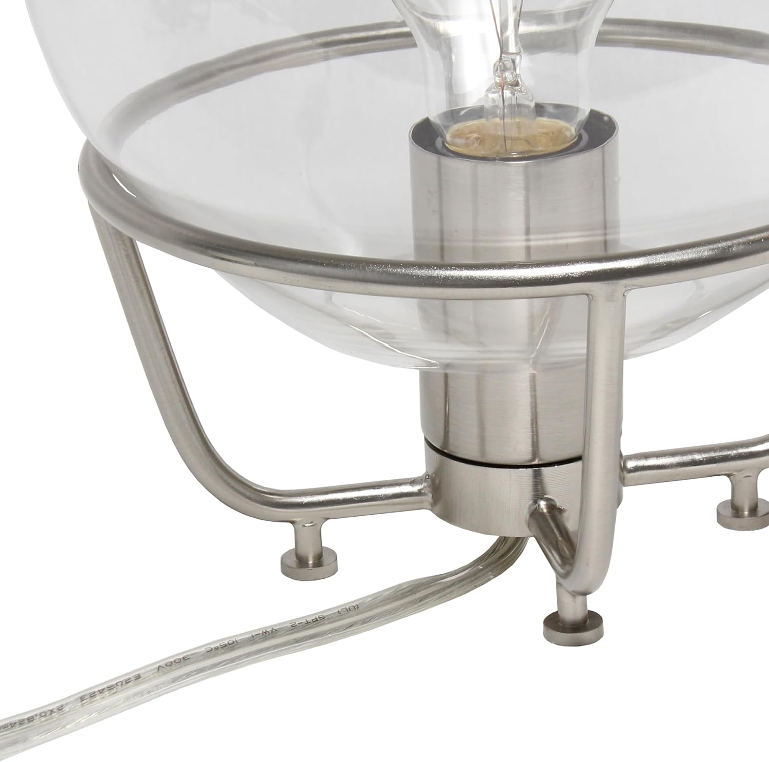 Elegant Designs LT1180-BSN 10" Glistening Globe Table Lamp with Clear Glass Shade, for Living Room, Bedroom, Office, Brushed Nickel