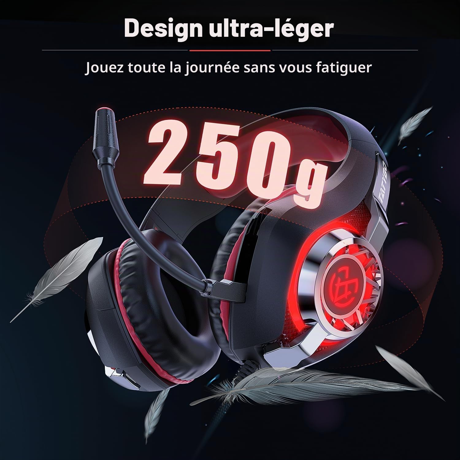 Casque Micro Gaming PS4, Casque Xbox One Ultra-Léger Son Surround Stéréo Durable Flexible Micro et Réglage du Volume Compatible pour PC Switch