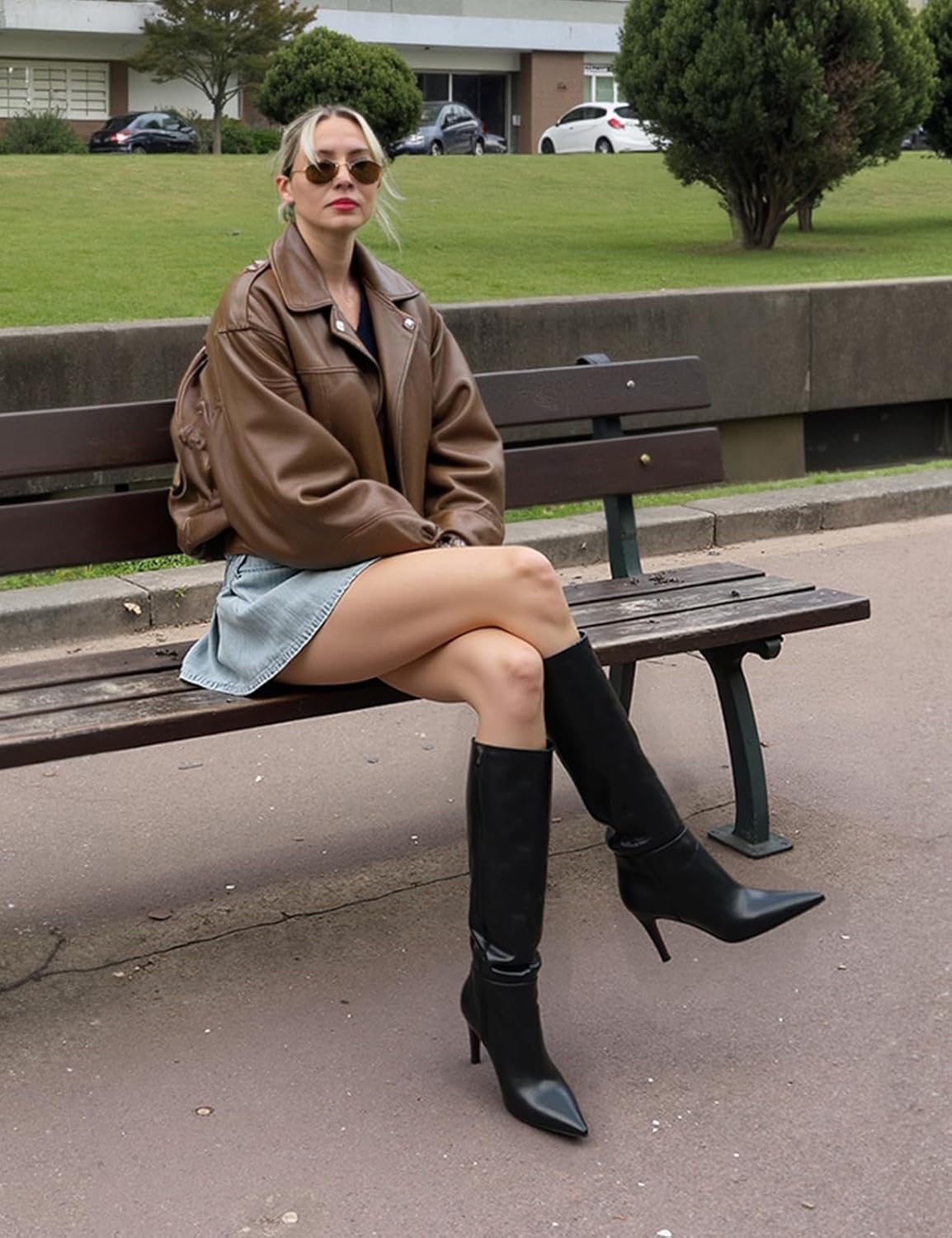 Knee High Boots Women Pointed Toe Tall Boots 3 In Stiletto High Heel Long Boots Side Zipper Dress Knee High Boots - Image 3