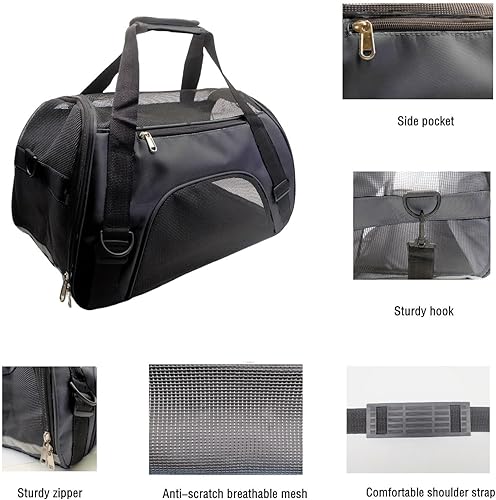 Vista 17 de Transportador de mascotas aprobado por aerolíneas para gatos medianos y pequeños, cachorros, gatitos pequeños, perros y gatos, transportador de Azul