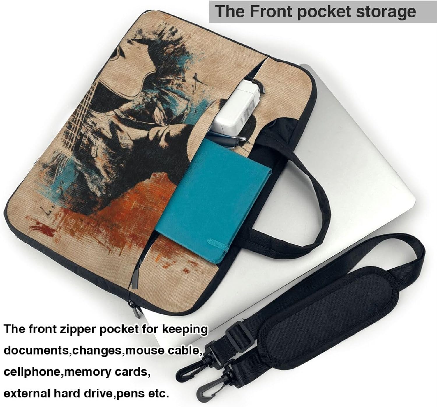 Abstract Western Art Cowboy Playing Guitar Laptop Bag image 5