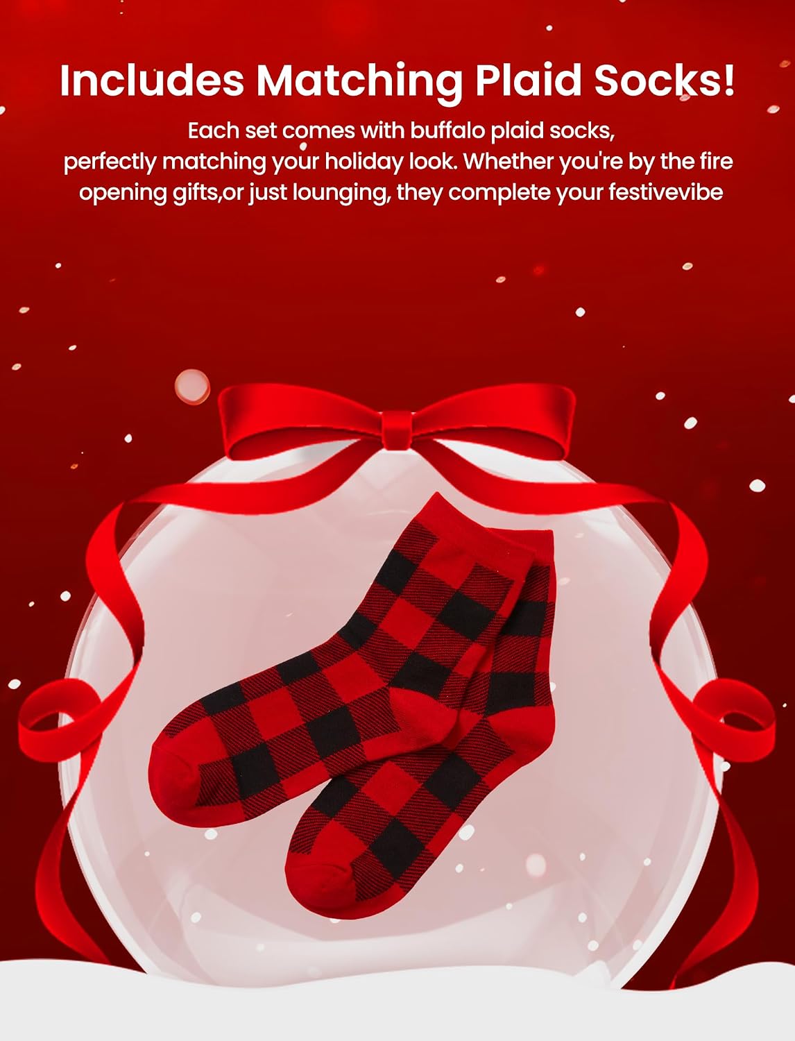 PATPAT Button Down Christmas Pajamas, Button Up Pjs for Family Christmas Party Long Sleeve Lounge Sets