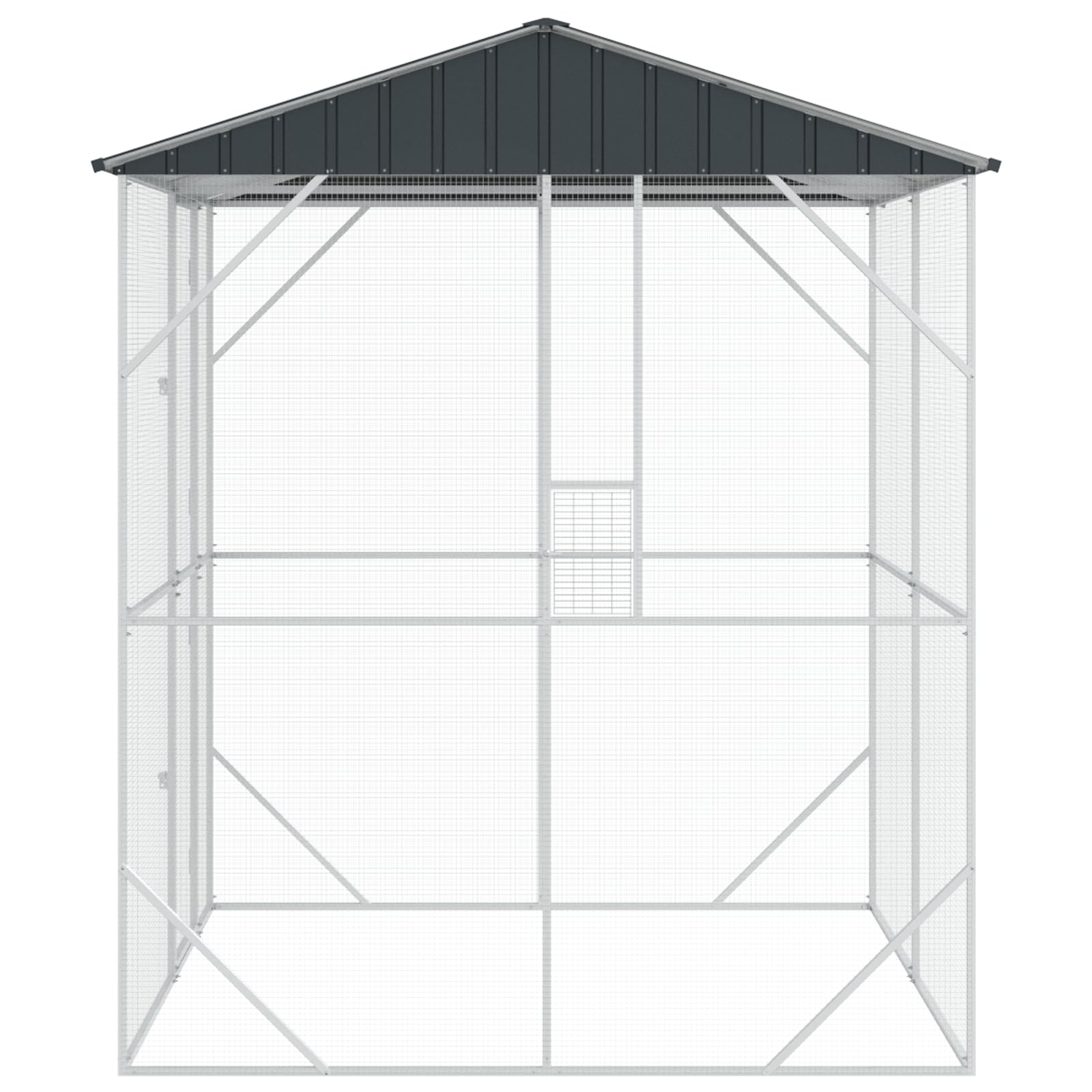 SKM Voliere Anthrazit 210x227x247 cm Stahl,Tier- & Haustierbedarf,Haustierbedarf,Vogelbedarf,Vogelkäfige & -ständer,Grau,62.8KG,3325152