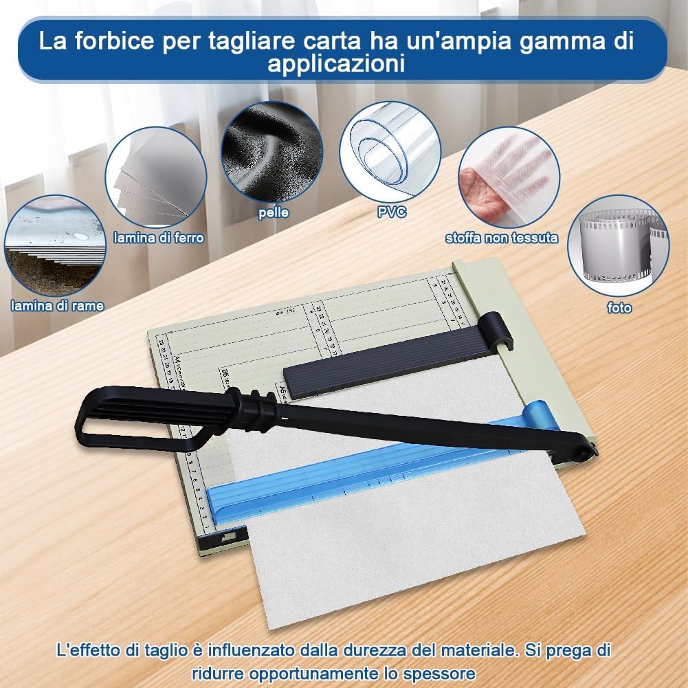 Taglierina a Leva per Carta A4, Taglierina Professionale per Fotografie, con Dispositivo di Protezione, Capacità 15 Fogli, Taglierina per Cartoncino, Cartone, Vinile, Artigianato e Foto