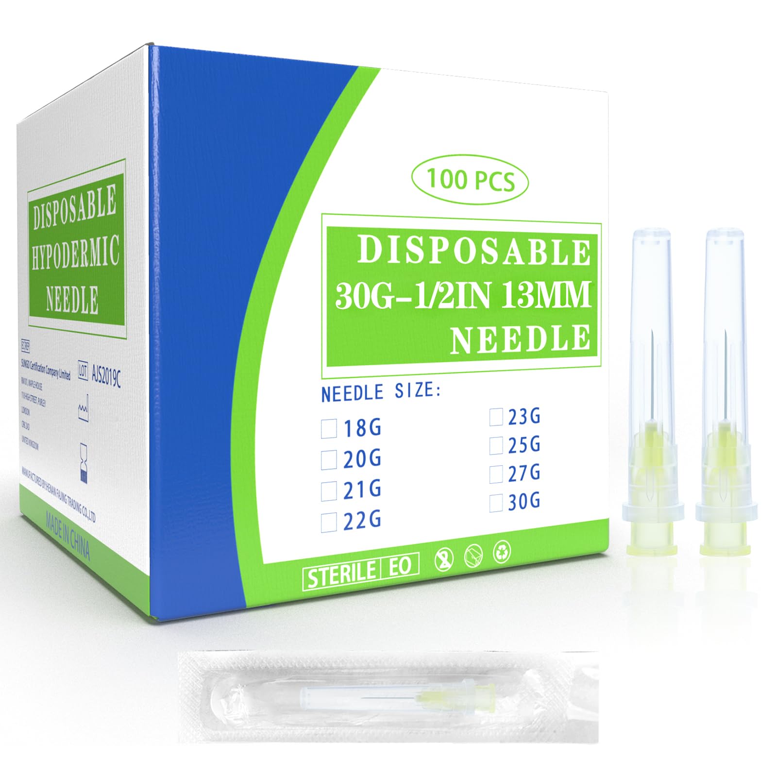 Fournitures de laboratoire de haute qualité en acier inoxydable 30G lot de 100