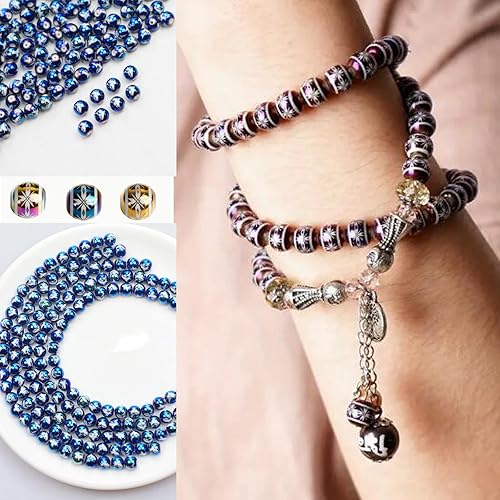 Miniatura 8 de 50 cuentas de cerámica de tiburón santo del océano para hacer joyas, cuentas galvanizadas con patrón hexagonal para manualidades, manualidades,