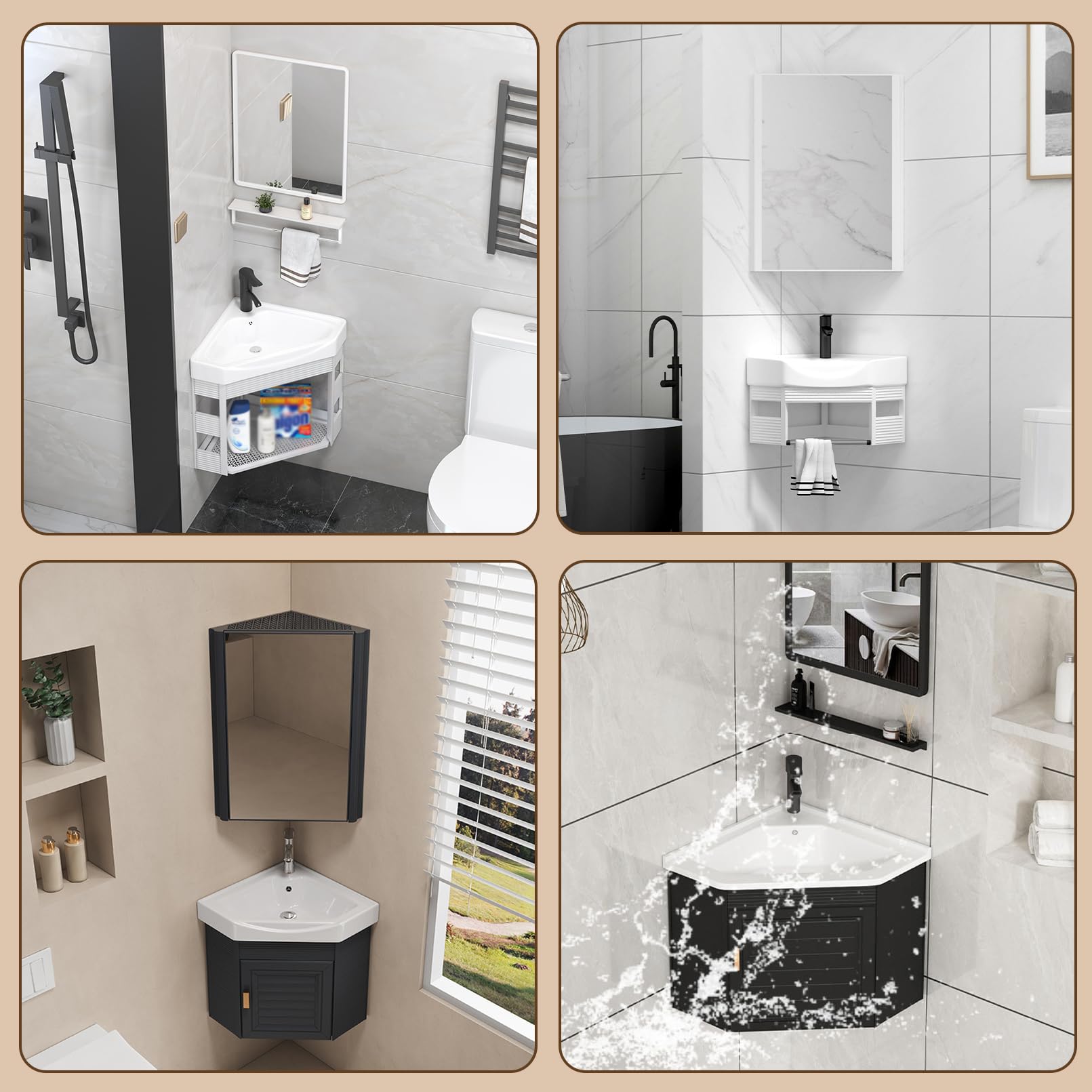 lavabo angolare bagno Bianco,lavabo bagno con mobile sospeso,lavabo in ceramica 38×38cm, lavandino bagno sospeso con mobile, montaggio a parete, Per Bagno, Toilette, Appartamenti