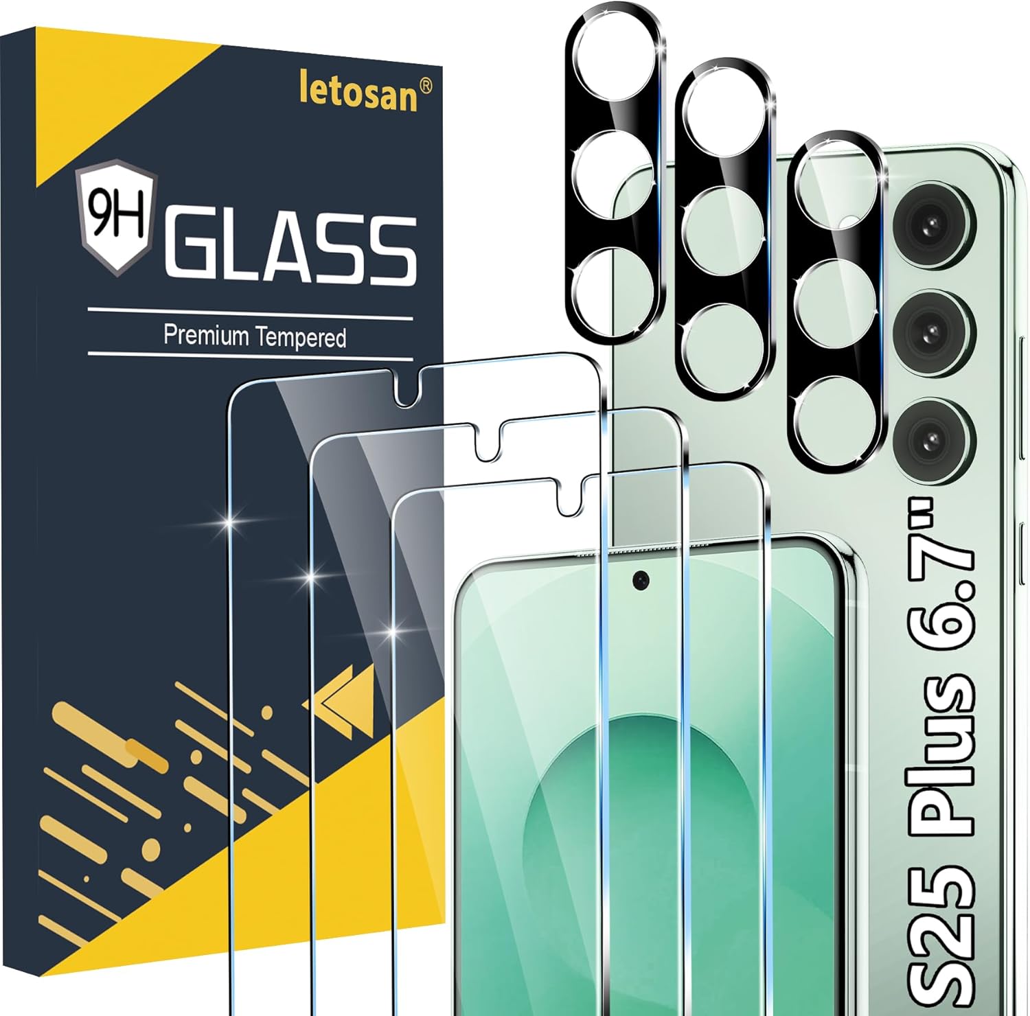 [3+3 Pack] for Samsung Galaxy S25 PLUS Screen Protector, 9H Tempered Glass, Ultrasonic Fingerprint Compatible, HD Clear Case Friendly for Samsung S25 PLUS Tempered Glass Screen Protector 5G