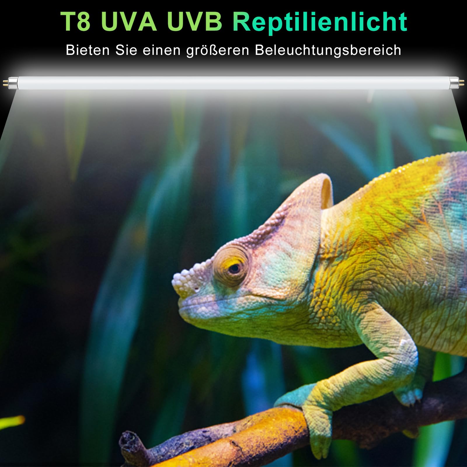 LUCKY HERP Lámpara UVB de terrario T8 para reptiles UVA UVB 5.0 14 W (38 cm), lámpara UVA UVB terrario para reptiles, tortugas, dragones barbudos, serpientes, lagartos y anfibios