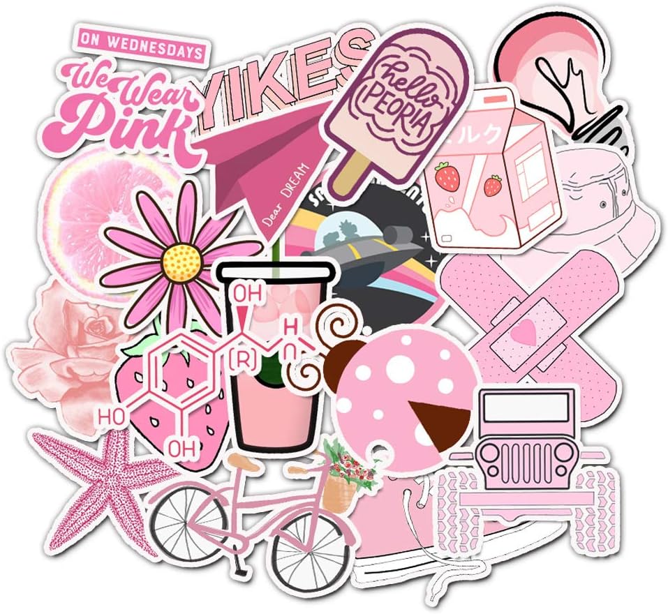 VSCO Girls Stickers Laptop Water Bottles Skateboard Luggage Sticker Vinyl Waterproof Cute Trendy Cool Decals 50 PCS Bulk Pack Set for Teens & Kids