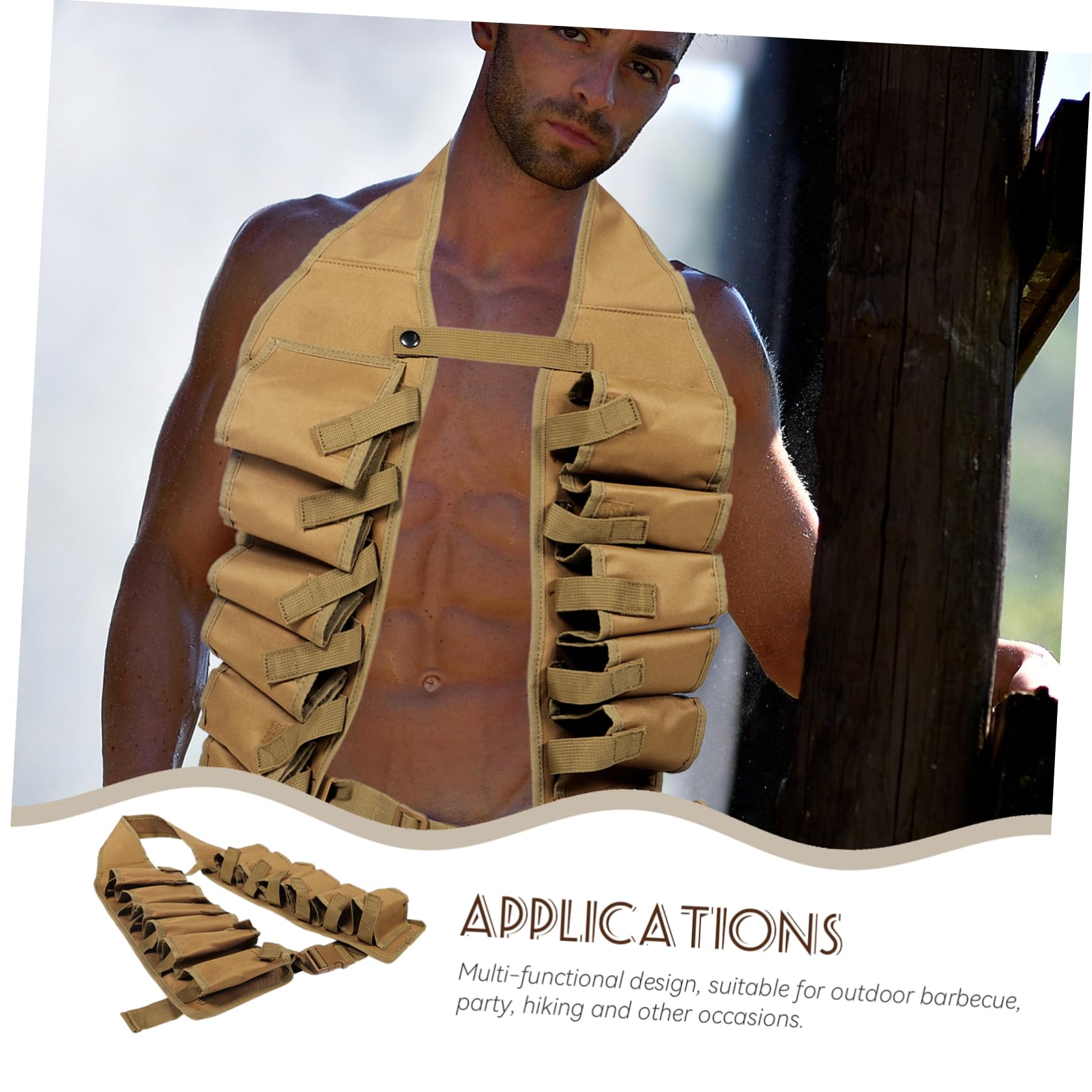 GALPADA Ceinture à Bières Pratique et Portable Gilet de Transport pour Boissons Accessoire Extérieur pour Barbecue et Randonnée Capacité et Résistante Oxford Facile à Nettoyer Transporter