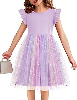 Flypigs Toddler Tutu Dress Girl Ruffle Summer Birthday Party Tulle Dresses