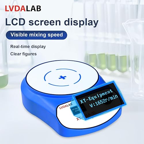 Miniatura 3 de Agitador magnético digital LCD de 2200 RPM con 2 barras de agitación, mezclador magnético de acero inoxidable de 169.1 fl oz, agitadores de