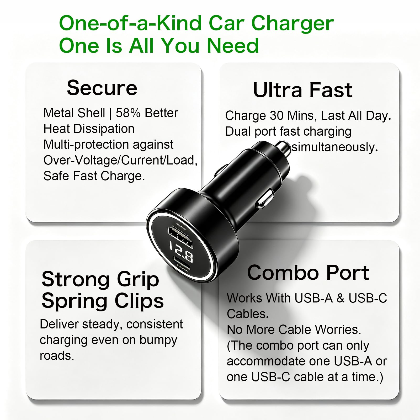 Cargador de coche todo en uno para OnePlus, Oppo, Realme, Samsung, iPhone, Xiaomi, Redmi y Poco, para smartphones, tabletas, ordenadores portátiles y relojes inteligentes (añadir cable de 2 m)