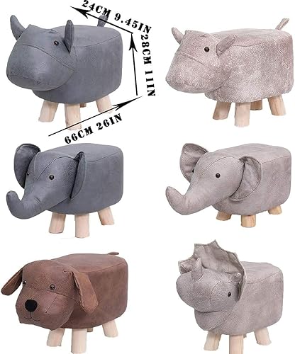 Miniatura 2 de Bonitos reposapiés de animales, reposapiés otomano con cojín acolchado suave y pies antideslizantes, puf para niños y adultos para dormitorio, sala