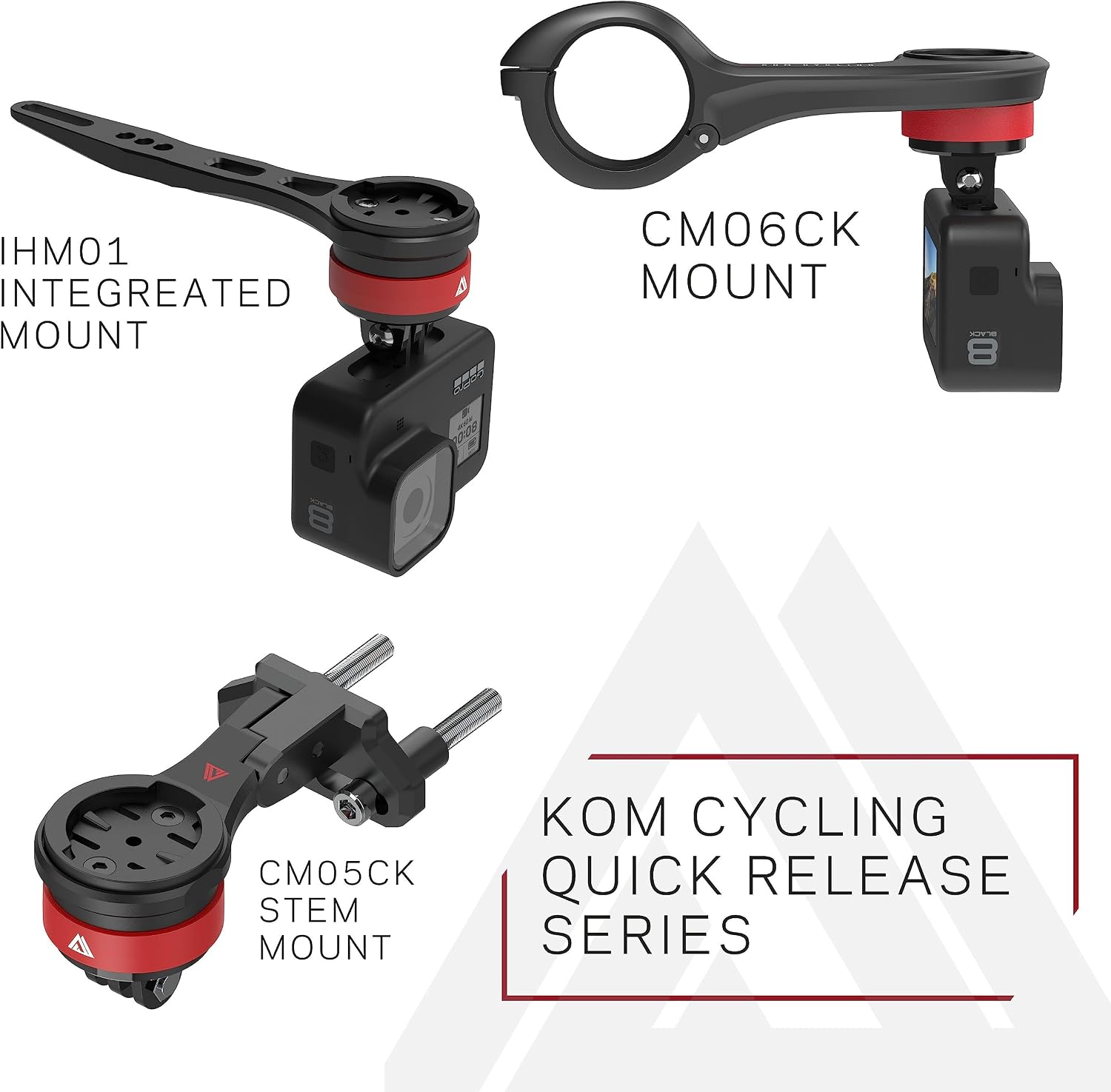 KOM Cycling Top Cap Mount for Garmin and Wahoo Bike Computers (Bike Mount for Edge 1040, Elemnt Roam, Elemnt Bolt v2) 1040 Bike Mount Compatible (Black) | cycling-electronics-accessories