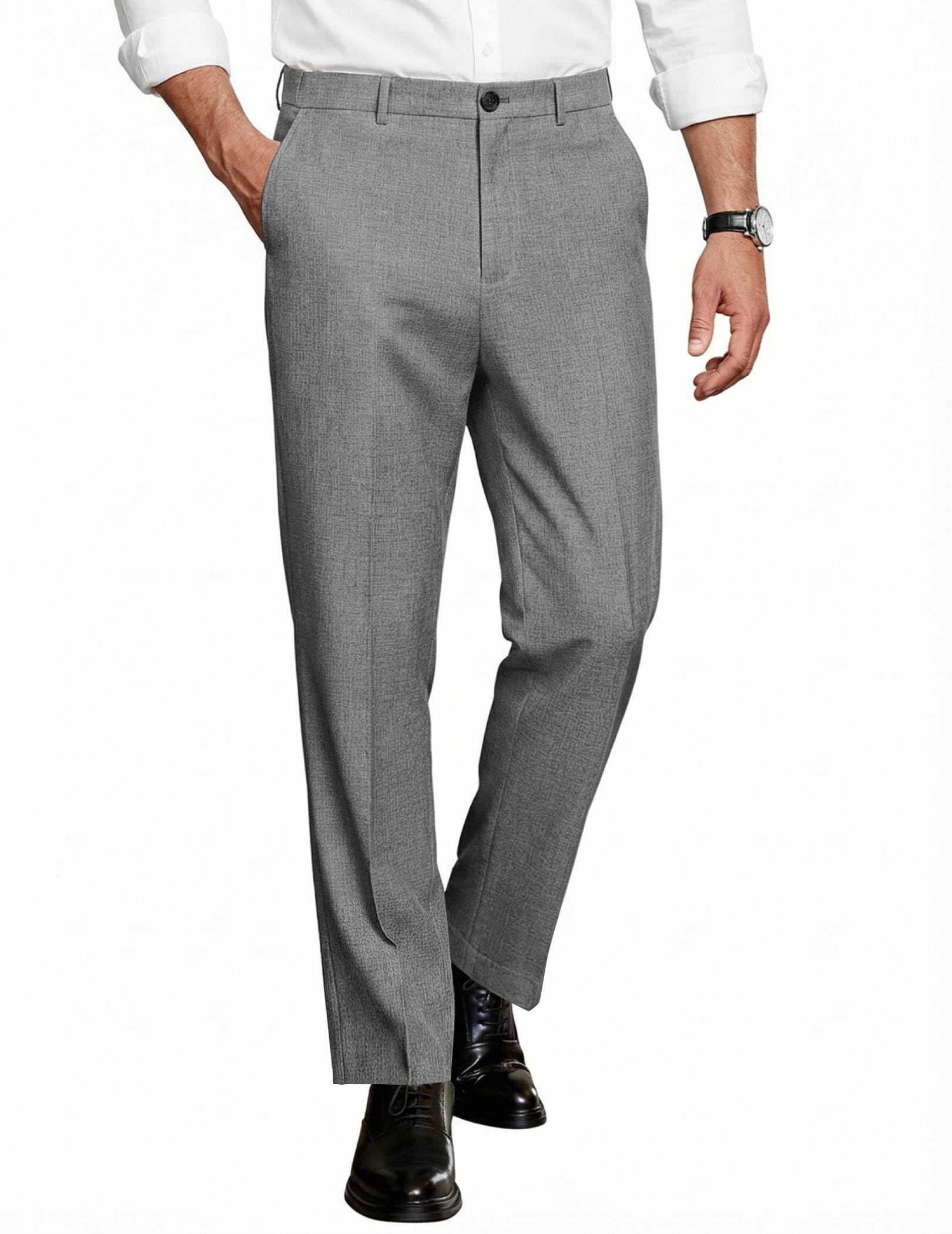 COOFANDY Men Classic Fit Dress Pant Casual Flat Front Pant Expandable Waist Suit Pant