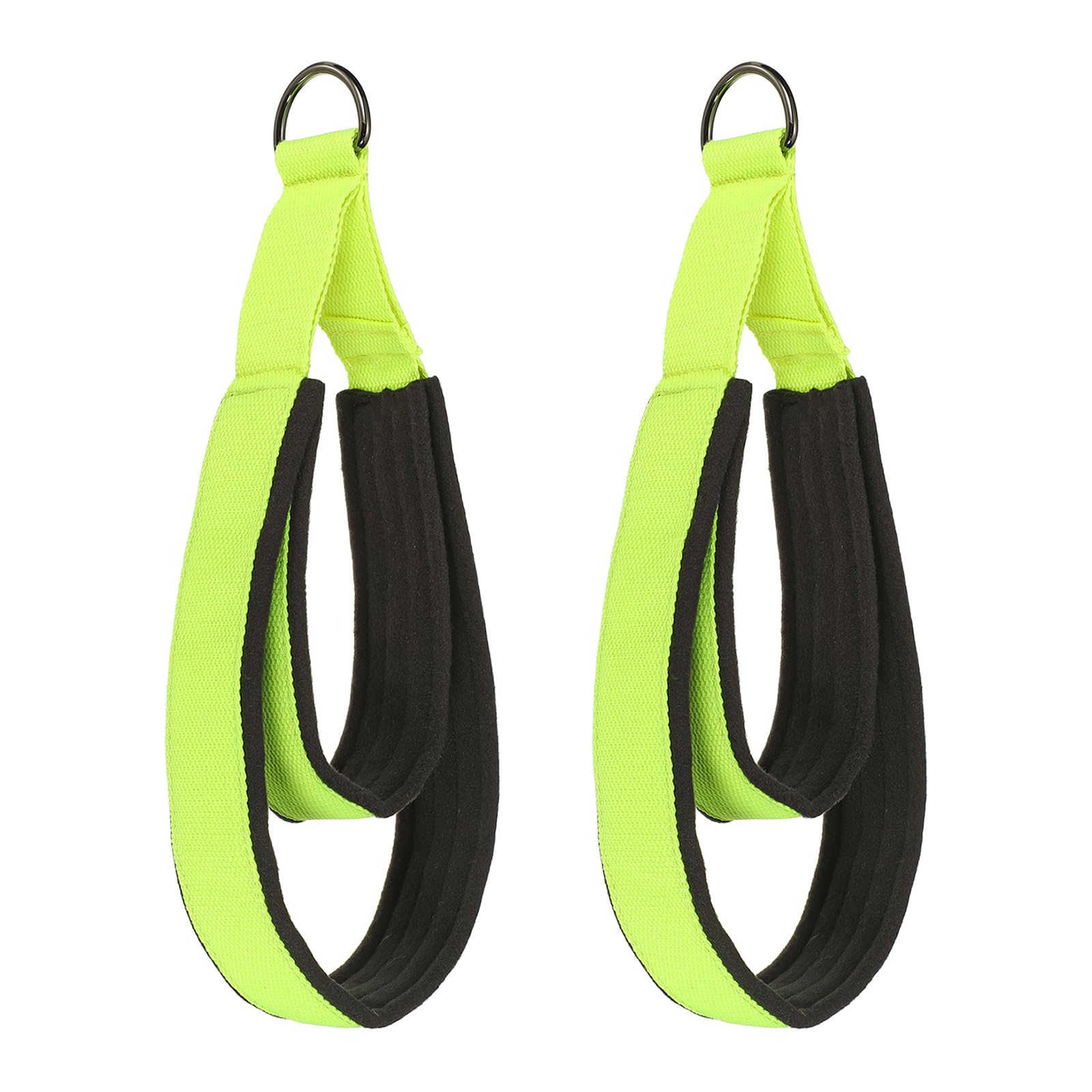 YELARXI Pilates Double Loop Strap, D-Ring Padded Fitness Strap Pilates Handle Exercise Yoga Equipment 4Pcs & Neon Green -Fitting for (Reformer/Yoga/Home Gym/Workouts)