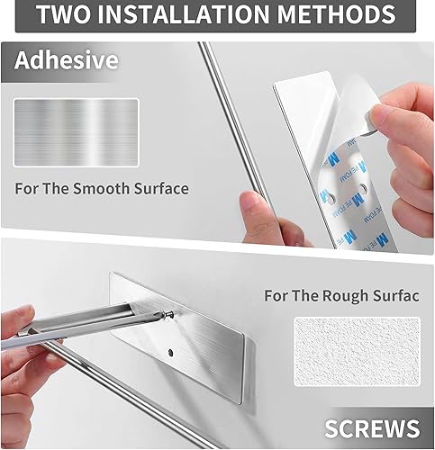 Miniatura 10 de YIGII Soporte de pared para toallas de papel negro, para debajo del gabinete, autoadhesivo, para cocina, acero inoxidable SUS-304