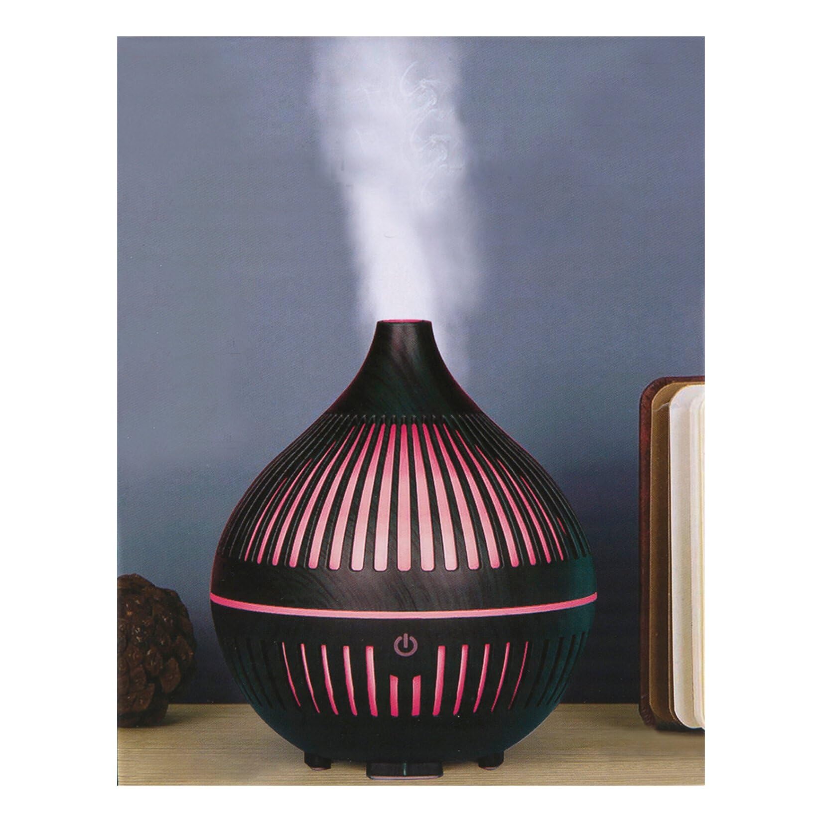 mobigon Wood Cool Mist Ultrasonic Humidifier for Room Moisture, Aroma Diffuser for Home, 200ml Essential Oil Diffuser with 7 Colorful Night Light, Auto Shut-Off, Home, Office, car (C.Dark Brown)