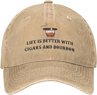 Funny Hat Life is Better with Cigars and Bourbon Hat for Men Baseball Caps Fashionable Hat