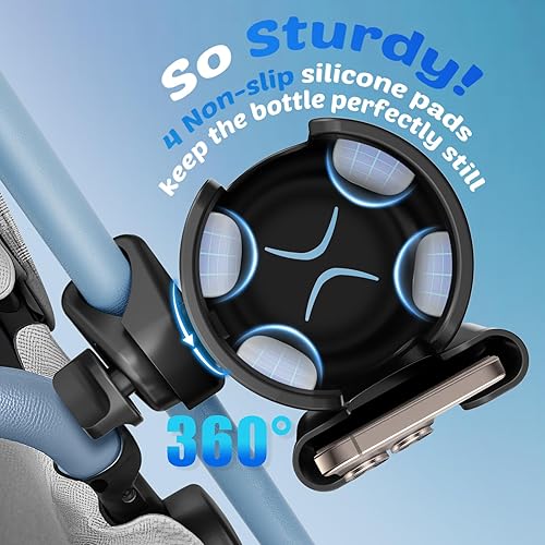 Miniatura 4 de Guiseapue 2 paquetes de portavasos para caminante soporte de taza para cochecito con soporte para teléfono, accesorios para silla de ruedascochecito