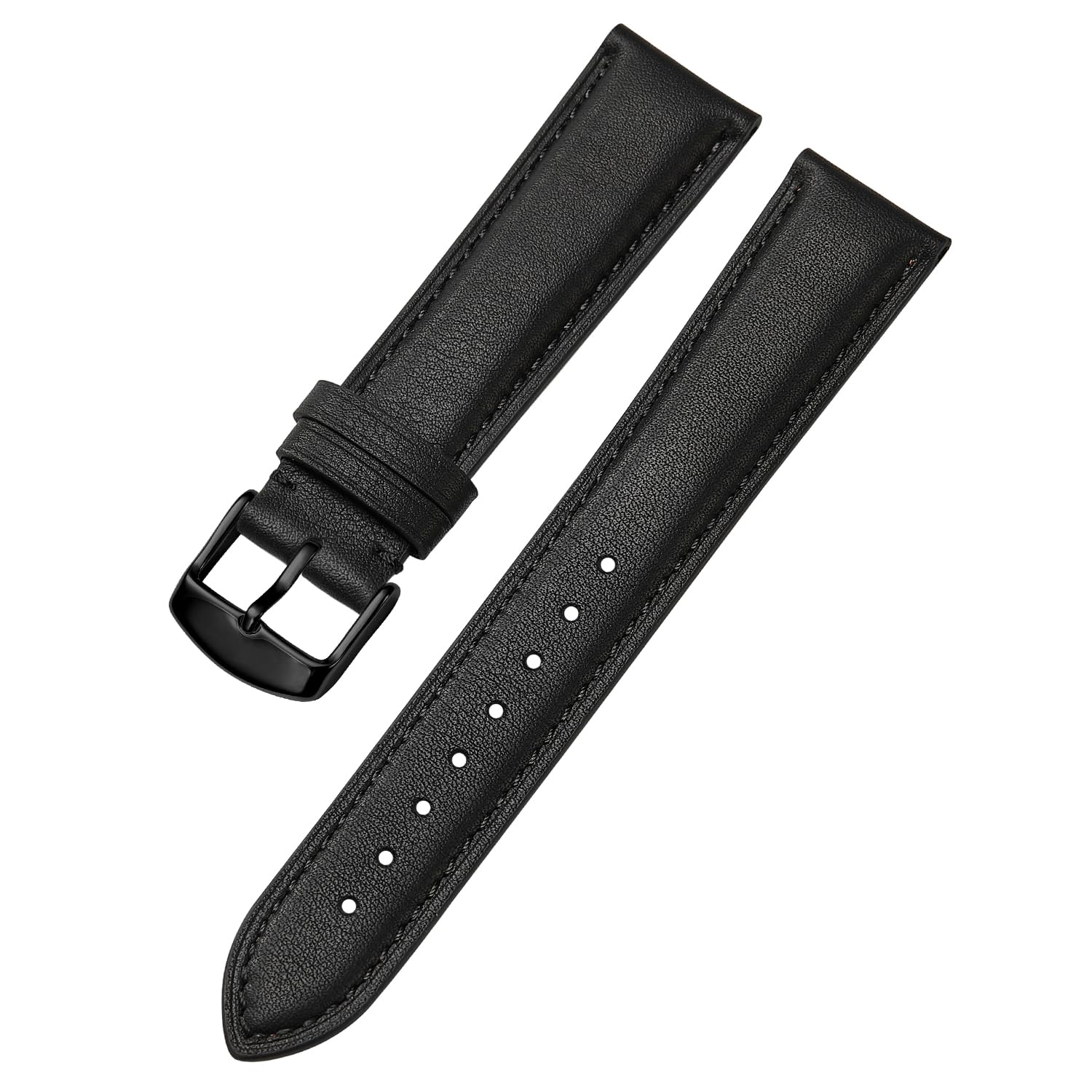 Leather Watch Band for Men and Women, Quick Release Watch Strap, Black Replacement Watchband-18mm 19mm 20mm 21mm 22mm 24mm