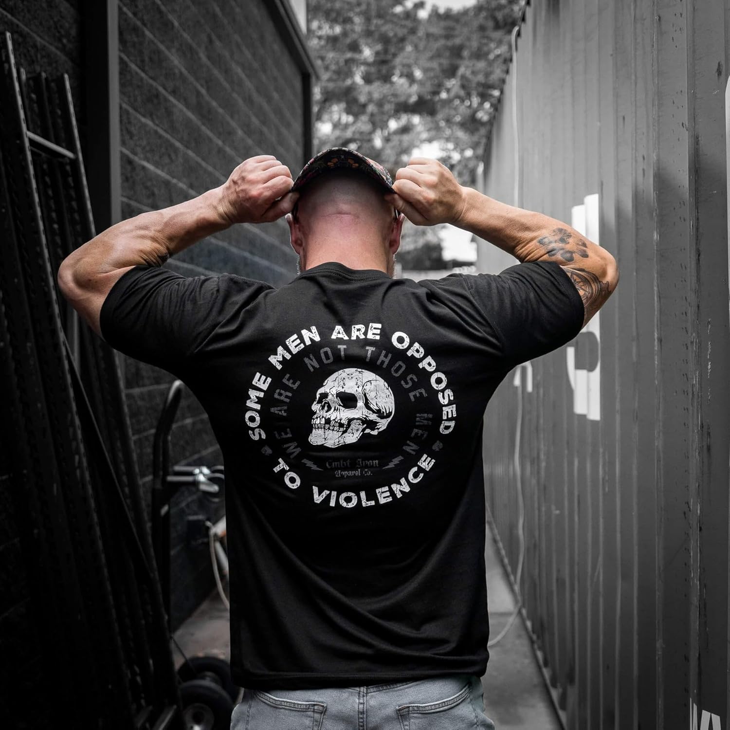 Combat Iron Men's Graphic T-Shirt | Some Men are Opposed to Violence | Athletic Fit, Tagless Comfort