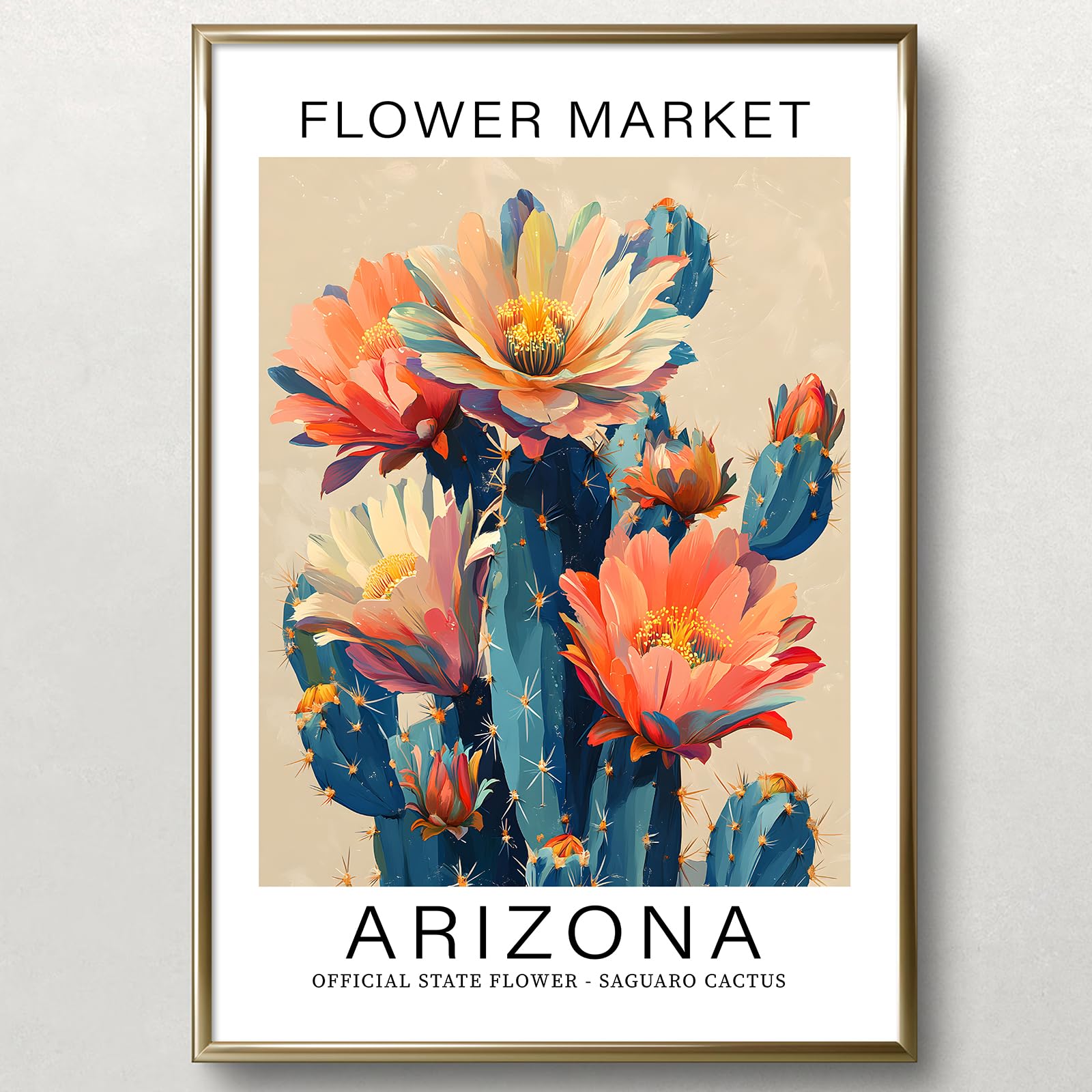 Amazon.com: Arizona Flowers Wall Art Canvas Desert Cactus Painting