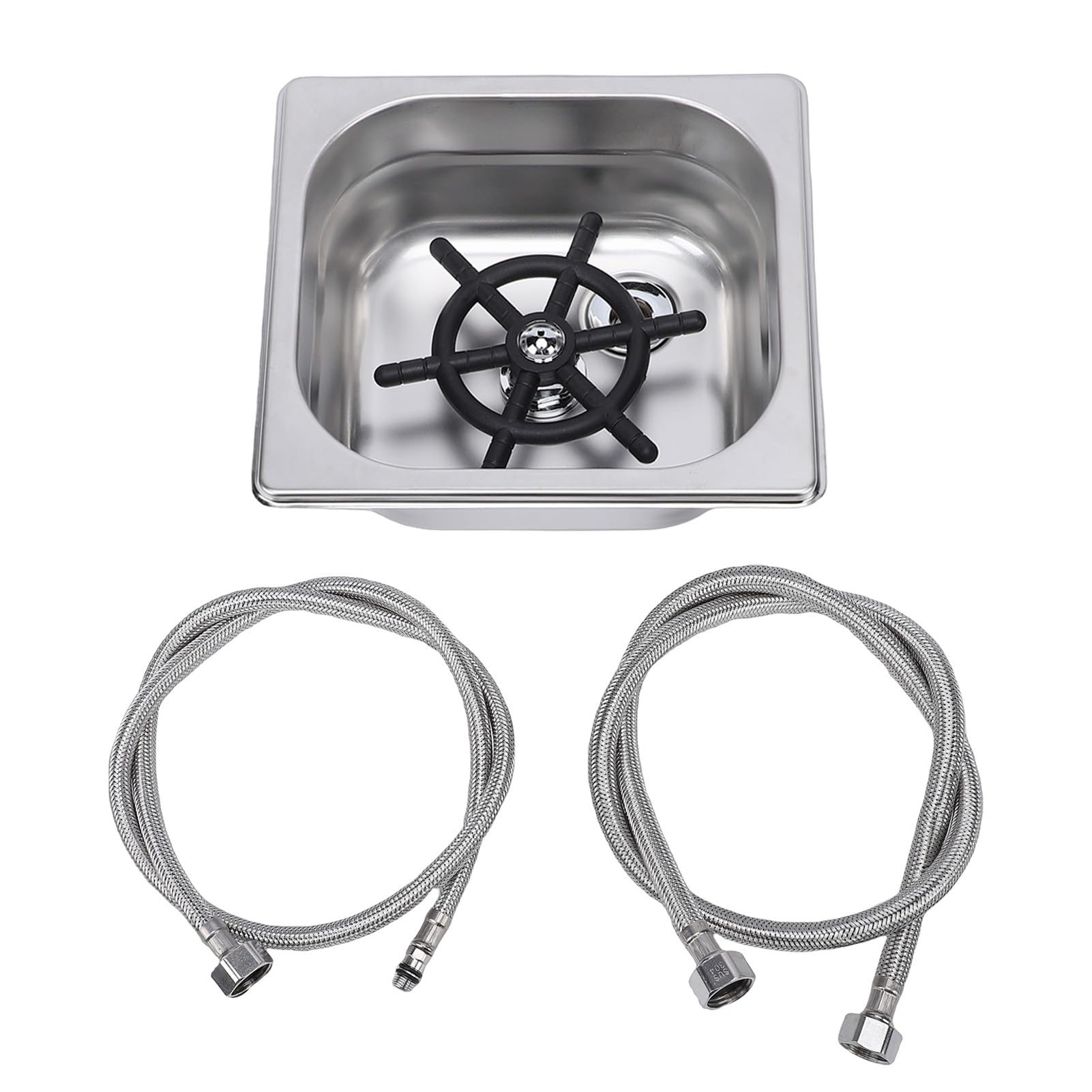 Fockety Enjuagadora de Jarras, Enjuagadora de Vidrio para Encimeras de Acero Inoxidable, Lavadora Automática de Vasos para el Hogar, Cocina, Hotel, Bar (6,9x6,4x4,7 pulgadas) (SILVER)