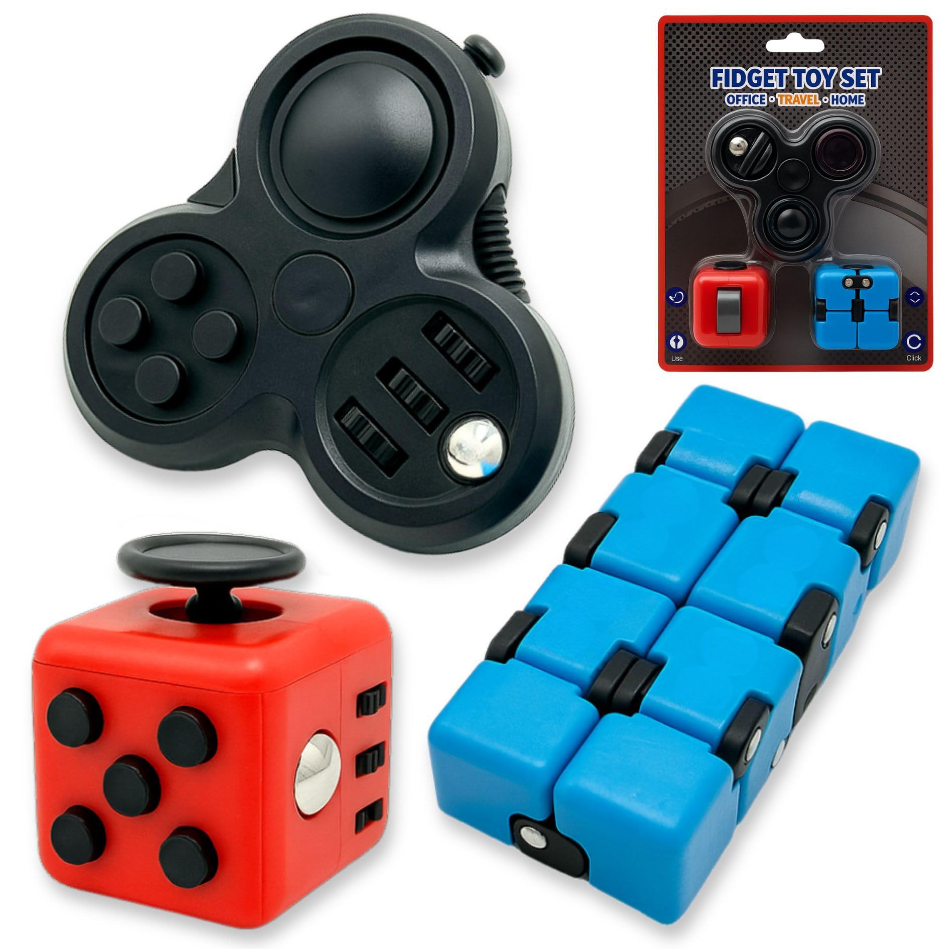 Amazon.com: Fidget Cube for Adults 3 Pack Set, Fidget Cube Bundle