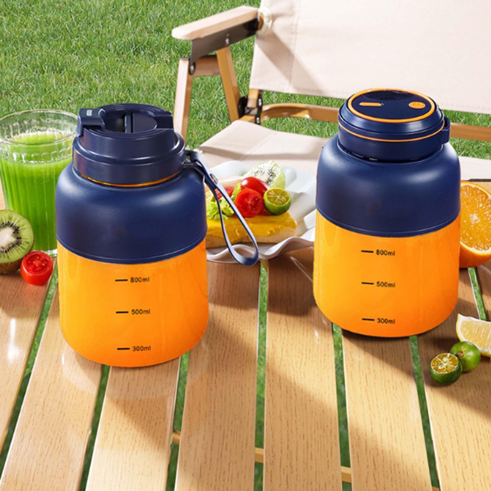 Przenośna bezprzewodowa sokowirówka 180 W z 38 ostrzami, duża pojemność, przenośny blender, bezpieczny dla żywności, osobisty blender do owoców, warzyw, smoothie (biały, 1300 ml)