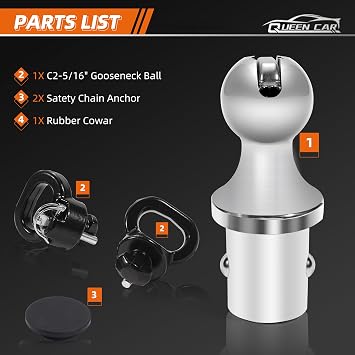 Gooseneck Ball 60618,2-5/16inch Trailer Ball ,Gooseneck Hitch Kit fits for Ford Puck System gooseneck 2013-2021 Dodge Ram 2500/3500