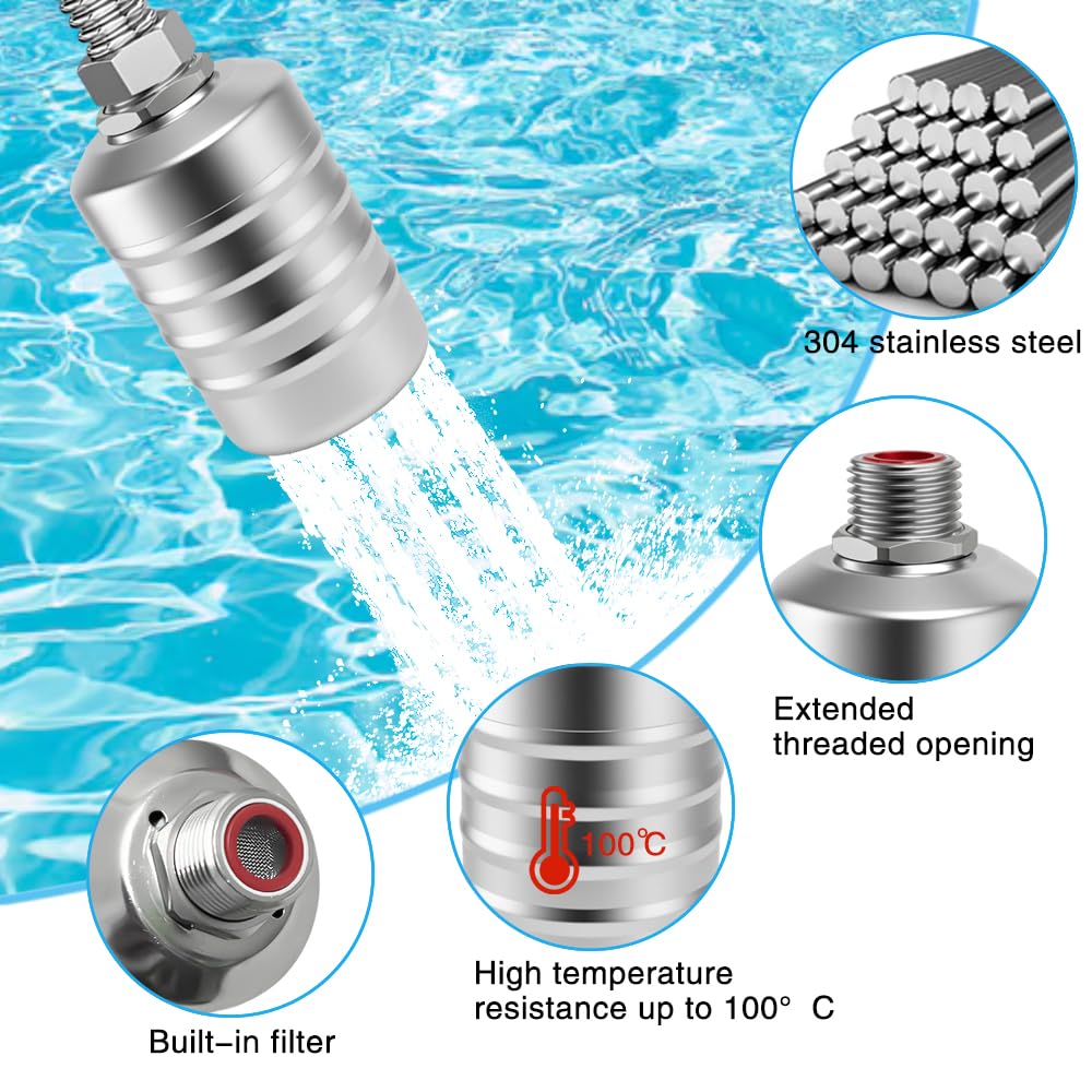 Golgner Robinet flotteur pour réservoir d'eau de piscine, vanne de contrôle automatique du niveau d'eau, en acier inoxydable 304 avec raccord 1/2" - 3/4", pour réservoirs d'eau, bassins à poissons